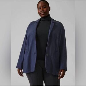 Athleta Venice Blazer Plus Size 20 Navy Heather Ponte Knit Stretch Casual Office